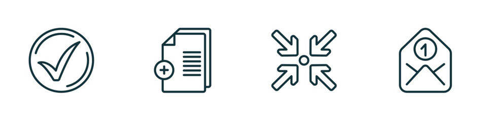 Wall Mural - set of 4 linear icons from user interface concept. outline icons included checked, new file, compres