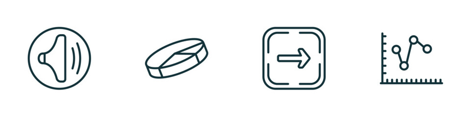 Wall Mural - set of 4 linear icons from user interface concept. outline icons included medium volume, 3d pie char