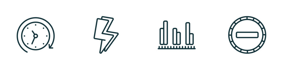 Wall Mural - set of 4 linear icons from user interface concept. outline icons included history, lightining, data 