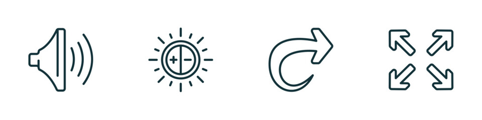 Wall Mural - set of 4 linear icons from user interface concept. outline icons included volume, brightness, forwar