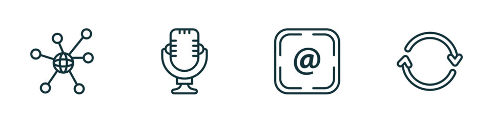 Wall Mural - set of 4 linear icons from user interface concept. outline icons included connectivity, voice record