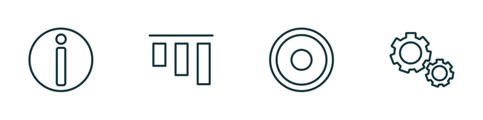 Wall Mural - set of 4 linear icons from user interface concept. outline icons included information, top alignment