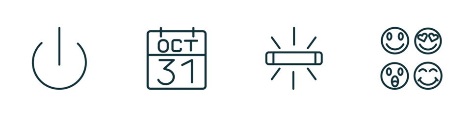 Wall Mural - set of 4 linear icons from user interface collection. concept. outline icons included turn off, octu