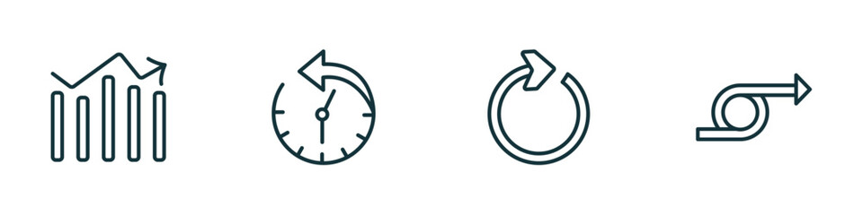 Wall Mural - set of 4 linear icons from user interface concept. outline icons included vertical data bars, circul