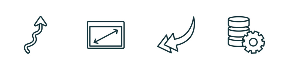 Wall Mural - set of 4 linear icons from user interface concept. outline icons included arrow with scribble, displ