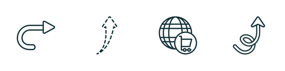 Wall Mural - set of 4 linear icons from user interface collection. concept. outline icons included right curve, u