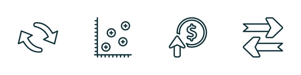 Wall Mural - set of 4 linear icons from user interface concept. outline icons included update arrow, spotted data