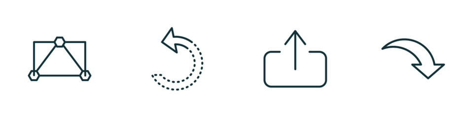 Wall Mural - set of 4 linear icons from user interface concept. outline icons included data interconnected, refre