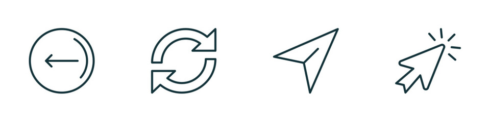 Wall Mural - set of 4 linear icons from user interface concept. outline icons included go back button, reload web