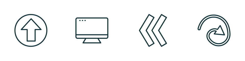 Wall Mural - set of 4 linear icons from user interface concept. outline icons included up arrow fold button, disp