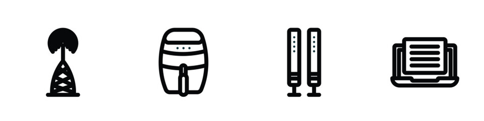 Wall Mural - set of 4 linear icons from technology concept. outline icons included frequency antenna, fryer, thea