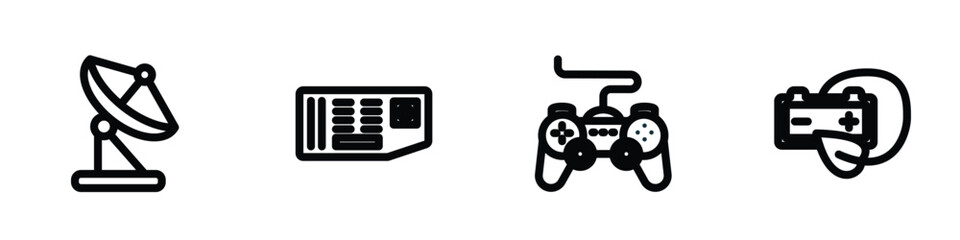 Wall Mural - set of 4 linear icons from technology concept. outline icons included reciever, circuit board, gamep