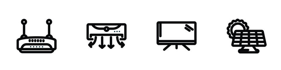 Wall Mural - set of 4 linear icons from technology concept. outline icons included wireless transmitter, air dire