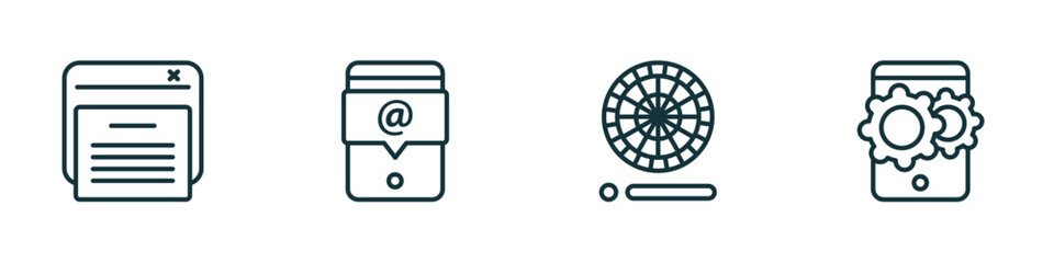 Wall Mural - set of 4 linear icons from technology concept. outline icons included declarations, mentions, colory