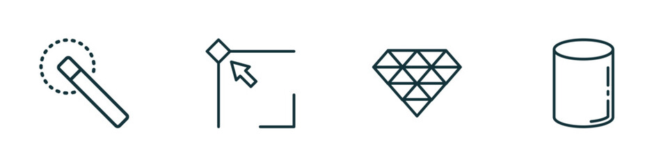 Wall Mural - set of 4 linear icons from geometric figure concept. outline icons included quick selection, edit co