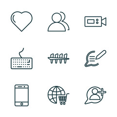 Wall Mural - set of 9 linear icons from blogger and influencer concept. outline icons such as hipster, visitor, c