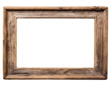 Old Rustic Wooden Frame Isolated On Transparent Or White Background, Png