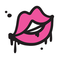 Wall Mural - Bright Graffiti Lips as Street Wall Painting Art Vector Illustration