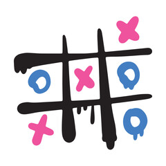 Poster - Bright Graffiti Oughts and Crosses as Street Wall Painting Art Vector Illustration