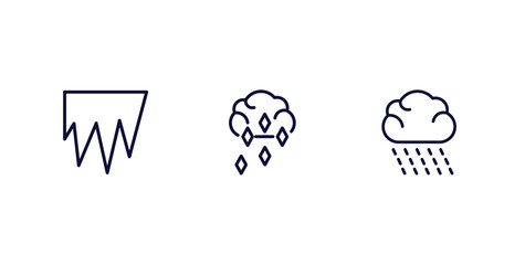 Canvas Print - set of weather thin line icons. weather outline icons included icy, ice pellets, rainy vector.