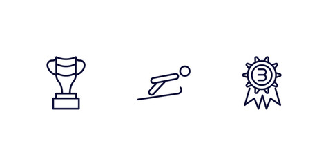 Wall Mural - set of sport and games thin line icons. sport and games outline icons included brazilian, jumping ski, third vector.