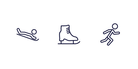 Sticker - set of sport and games thin line icons. sport and games outline icons included snow slide zone, ice skating, man sprinting vector.