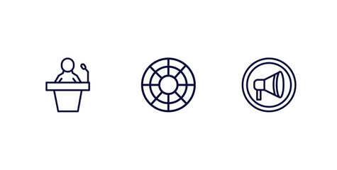Wall Mural - set of social media marketing thin line icons. social media marketing outline icons included seminar