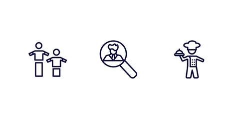 Poster - set of people thin line icons. people outline icons included team work success, recruit, cooker with tray vector.