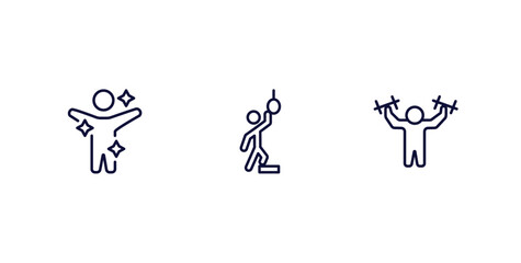 Wall Mural - set of feeling and reaction thin line icons. feeling and reaction outline icons included fresh human, hopeless human, strong human vector.