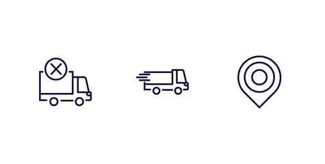 Sticker - set of delivery and logistics thin line icons. delivery and logistics outline icons included delivery cancelled, shipping, arrival vector.