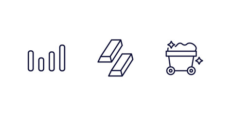 Sticker - set of business and finance thin line icons. business and finance outline icons included bars graphic, ingot, mining cart vector.