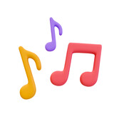 3d minimal music notes. melody icon. 3d illustration.