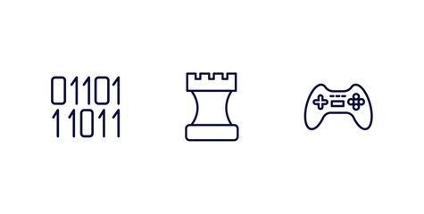 Wall Mural - set of ai and future technology thin line icons. ai and future technology outline icons included binary, chess, gaming vector.