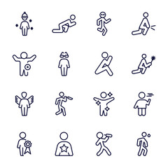 Sticker - set of feeling and reaction thin line icons. feeling and reaction outline icons such as chill human, crappy human, better human, lonely fantastic special good drained anxious vector.