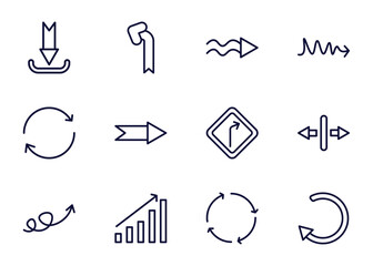 Canvas Print - set of user interface thin line icons. user interface outline icons such as curved downward arrow, left curve, undulating arrow, _icon19_, continuous, swirly scribbled arrow, evolution, spinning