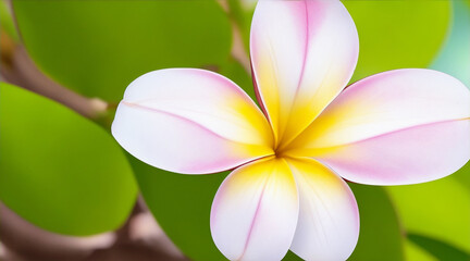 Wall Mural - frangipani closeup of flower in nature for spring and natural background garden by Generative AI