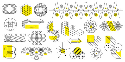Wall Mural - abstract geometric shapes. modern graphic elements. abstract line figures. vector illustration.