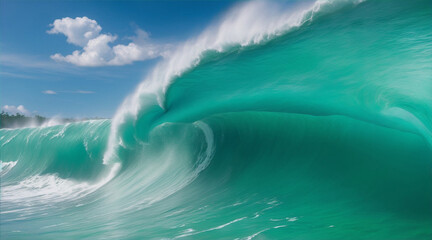 Inside view of the huge breaking wave of the sea in mentawai islands, Indonesia by Generative AI