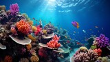 Fototapeta Do akwarium - a coral reef with fish and fish