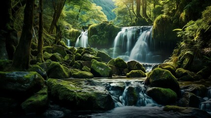 Wall Mural - a waterfall in a forest