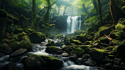 Canvas Print - a waterfall in a forest