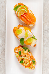 Canvas Print - catering appetizers on the white dish