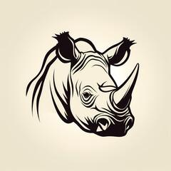 Wall Mural - Rhino Head Symbol Illustration Design