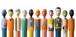 Diversity and inclusion concept. Wooden human figures of different gender, age and race.