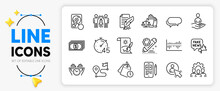 Creative Painting, Project Edit And Messenger Line Icons Set For App Include Court Jury, Payment, Column Diagram Outline Thin Icon. Phone Code, Recovery Hdd, Team Work Pictogram Icon. Vector