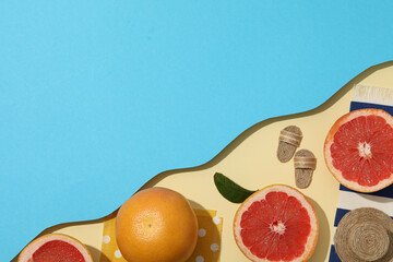 Poster - Juicy summer fruit - grapefruit, concept of fresh food