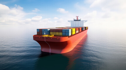 Wall Mural - Cargo tanker on the way across the ocean, sea. Export import of goods. Commercial delivery. AI generated.