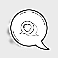 Poster - Line Heart in speech bubble icon isolated on grey background. Colorful outline concept. Vector