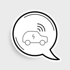 Sticker - Line Smart car system with wireless connection icon isolated on grey background. Remote car control. Colorful outline concept. Vector