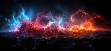 Abstract Background With Red And Blue Flames Of Fire